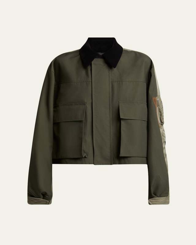 Hybrid Cargo Pocket Contrast Collar Utility Jacket